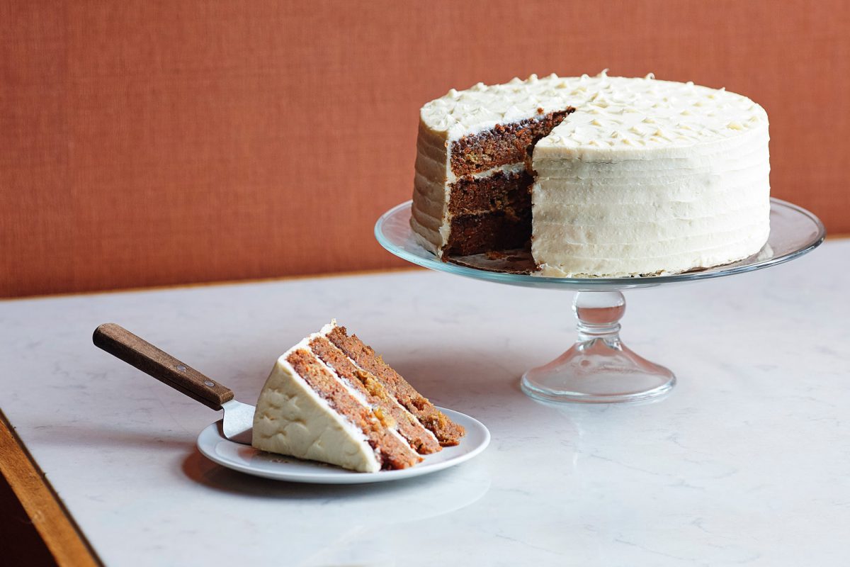 Carrot Cake is a Founding Farmers signature made with rich cream cheese icing - best dessert in the DMV and King of Prussia PA