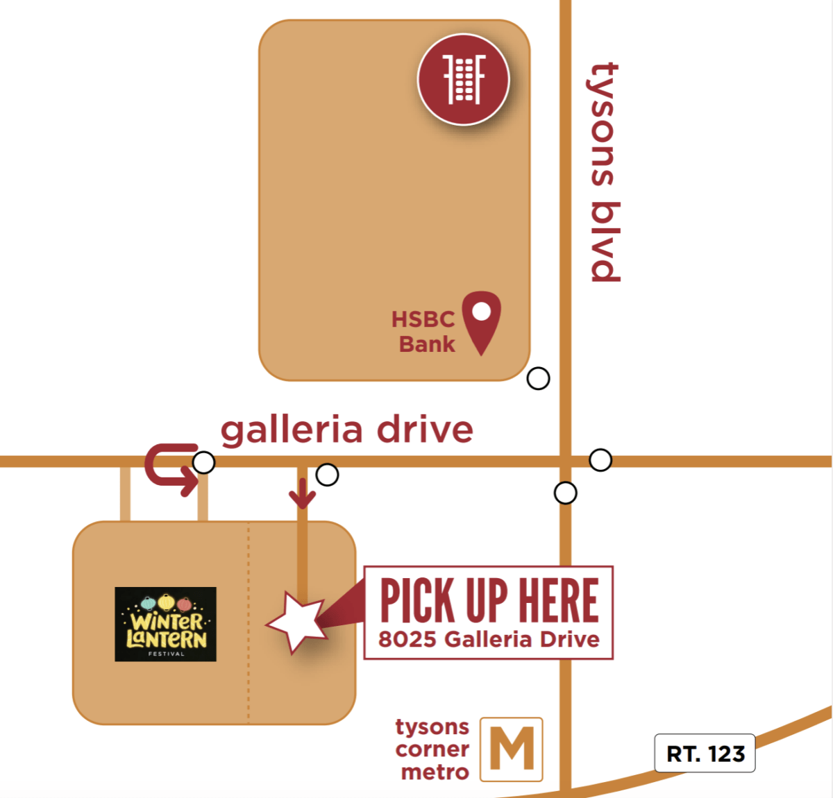 Tysons Thanksgiving Pick Up Map